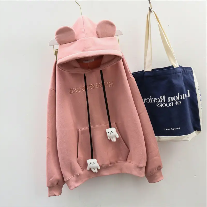 Women Fleece Hooded Jacket Rabbit Ears Multi Color - Image 2