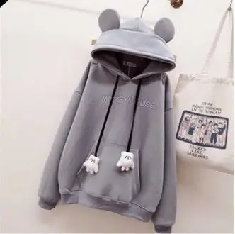 Women Fleece Hooded Jacket Rabbit Ears Multi Color - Image 4