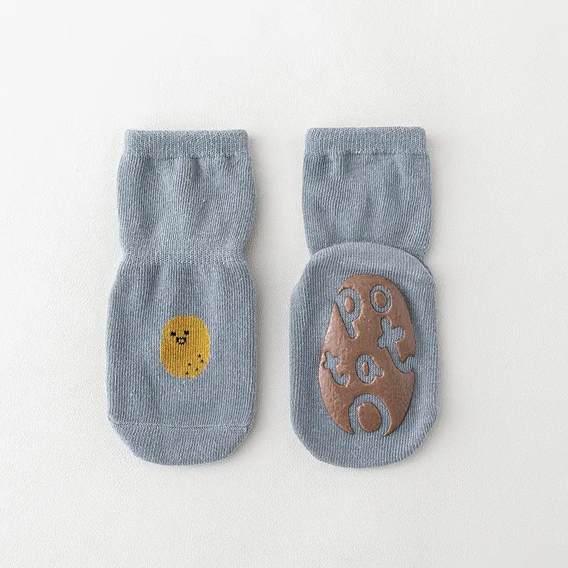 Children's Cartoon Non-Slip Baby Socks Gray - Image 8