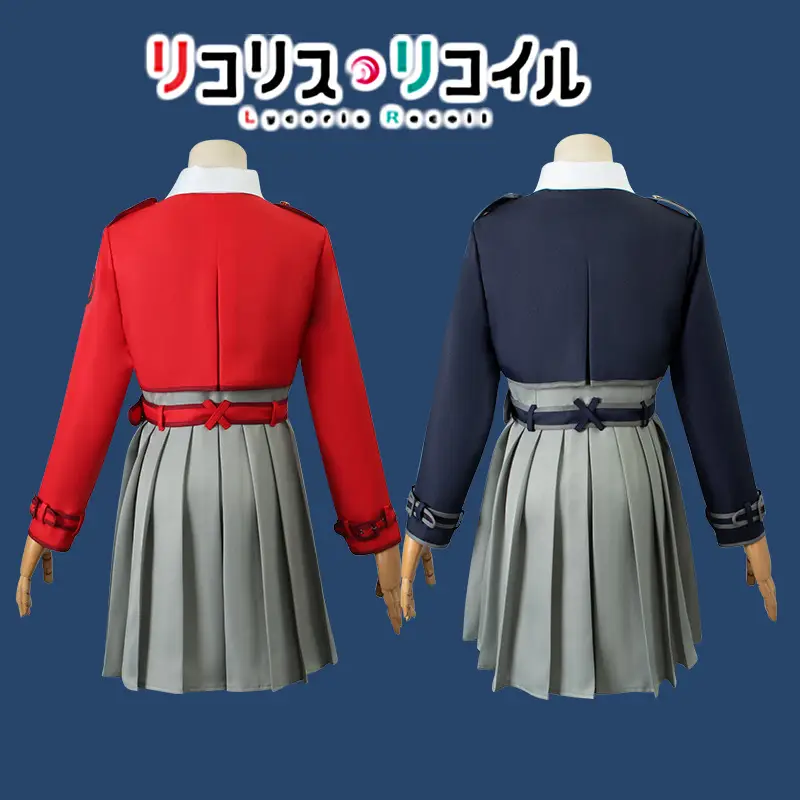 Lycoris Recoil Jinmu Thousand Bands Cos Costume Women Dress Red Grey - Image 3