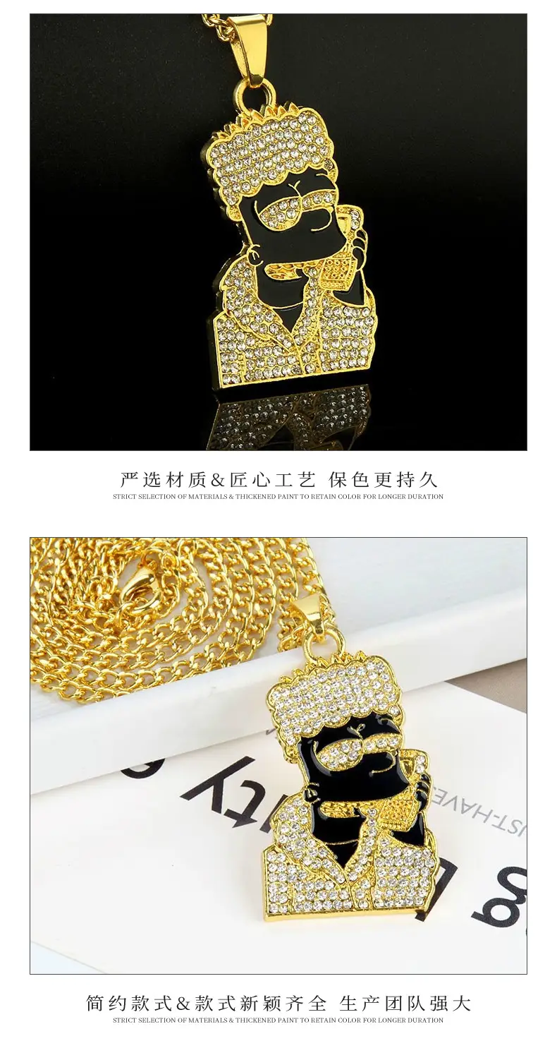 European American Hip Hop Necklace Sunglasses Rap Titanium Diamond Pendant — feature 3