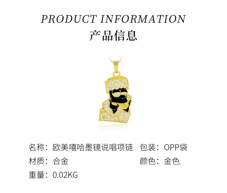 European American Hip Hop Necklace Sunglasses Rap Titanium Diamond Pendant — feature 4