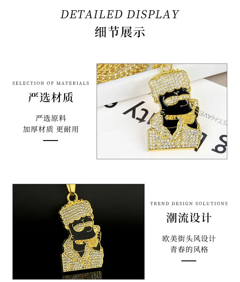 European American Hip Hop Necklace Sunglasses Rap Titanium Diamond Pendant — feature 6