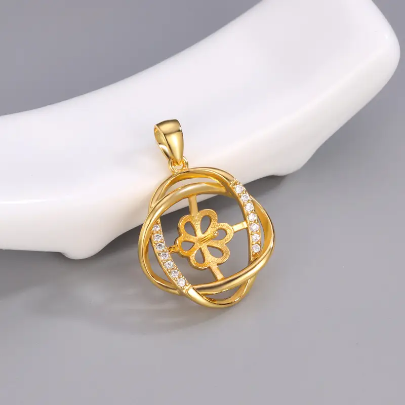 Cross-Border Gold & Silver Flower Pendant for Women - Image 2
