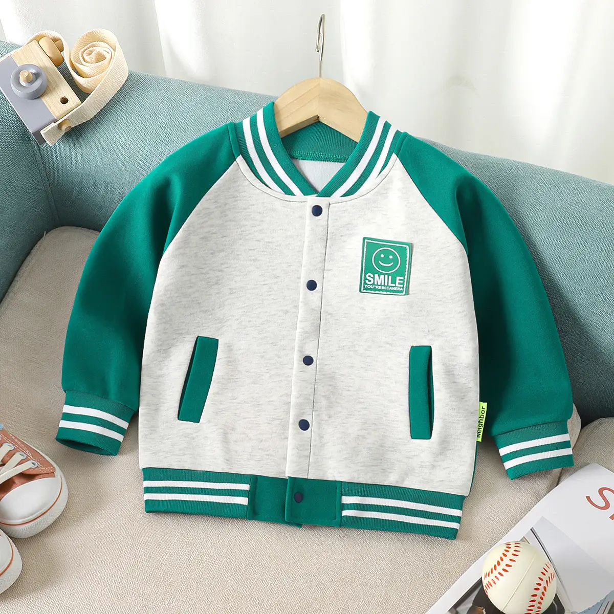 Children's Red White Baseball Jacket 2024 - Image 2