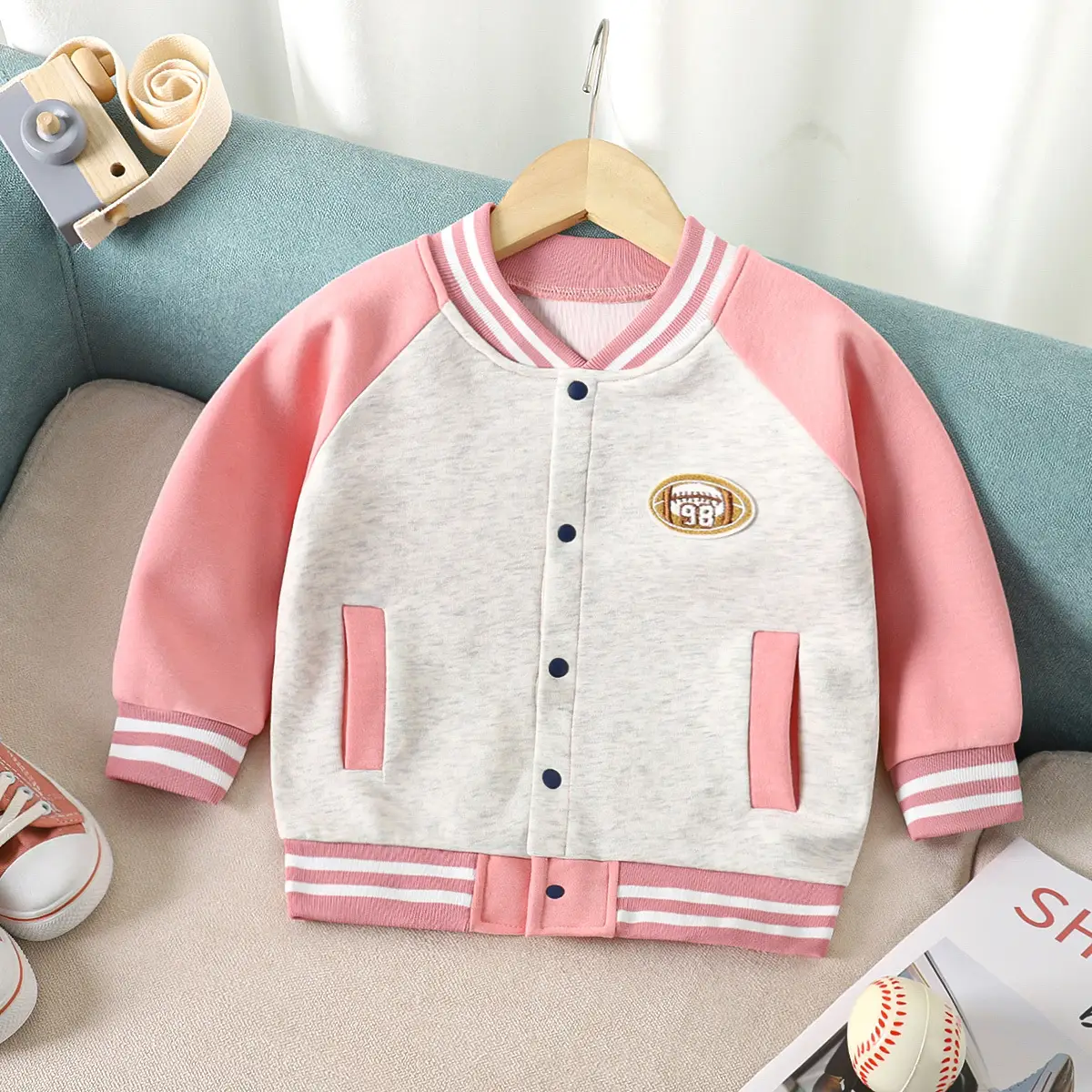 Children's Red White Baseball Jacket 2024 - Image 3
