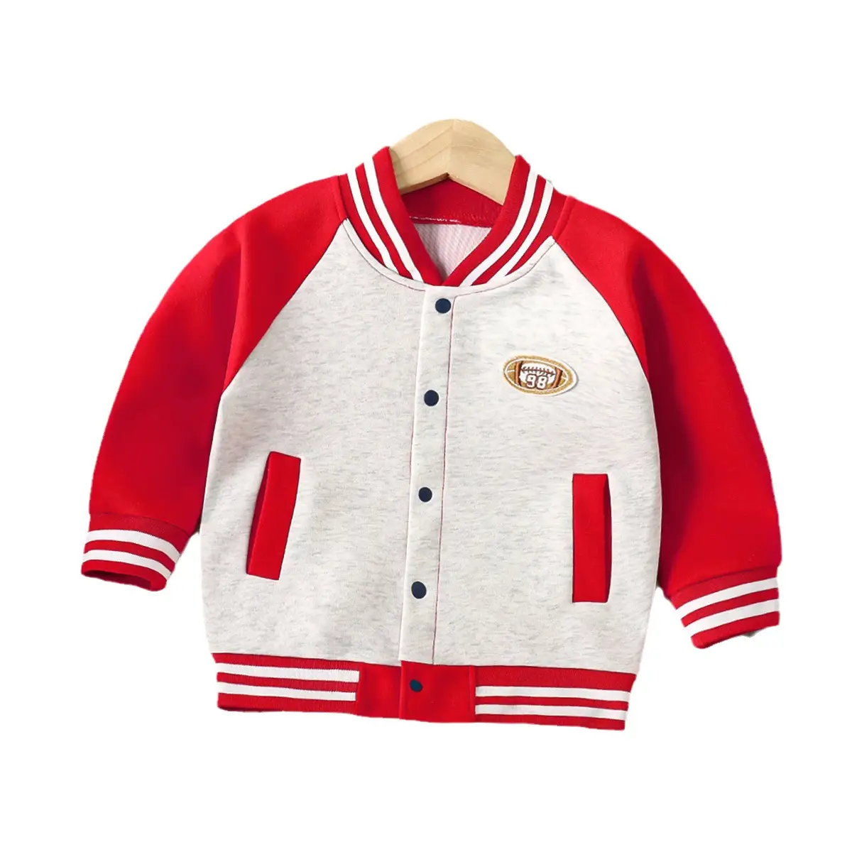 Children's Red White Baseball Jacket 2024 - Image 6