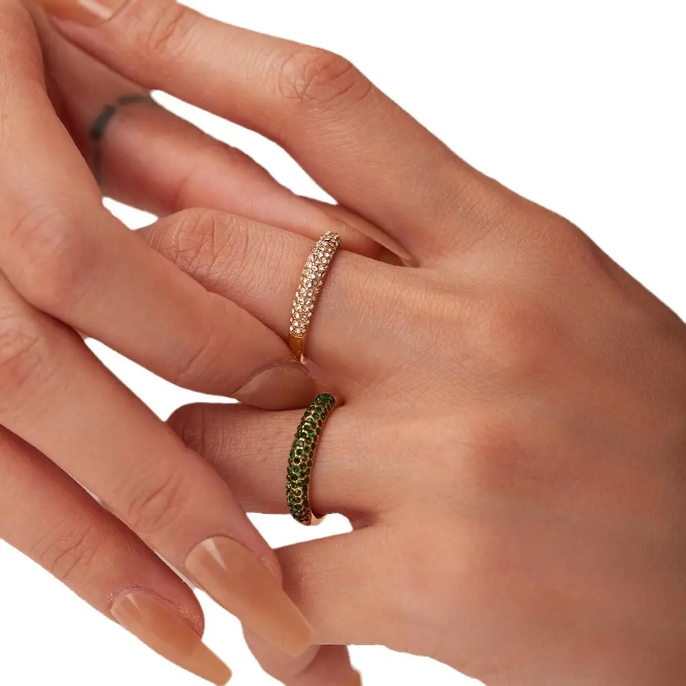 French Style Titanium Steel Ring with Zircon Inlay for Women - Image 7