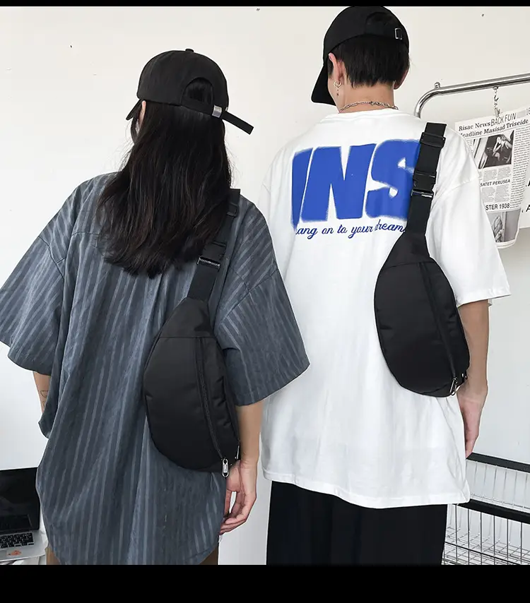 Men's Trendy Blue Star Crossbody Bag White T-Shirt — feature 11