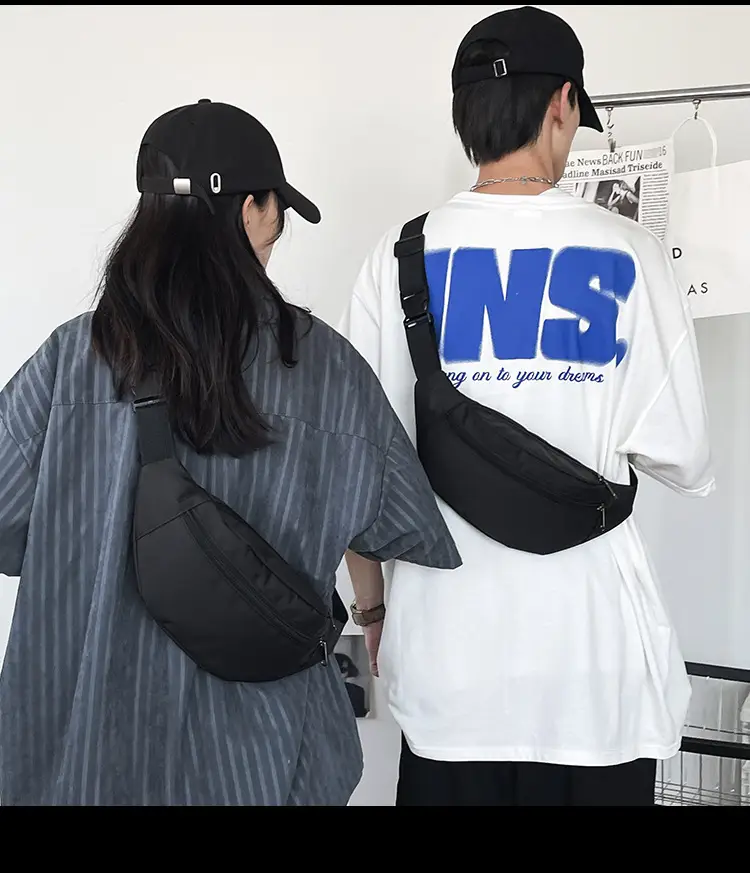 Men's Trendy Blue Star Crossbody Bag White T-Shirt — feature 13