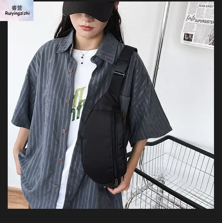 Men's Trendy Blue Star Crossbody Bag White T-Shirt — feature 16