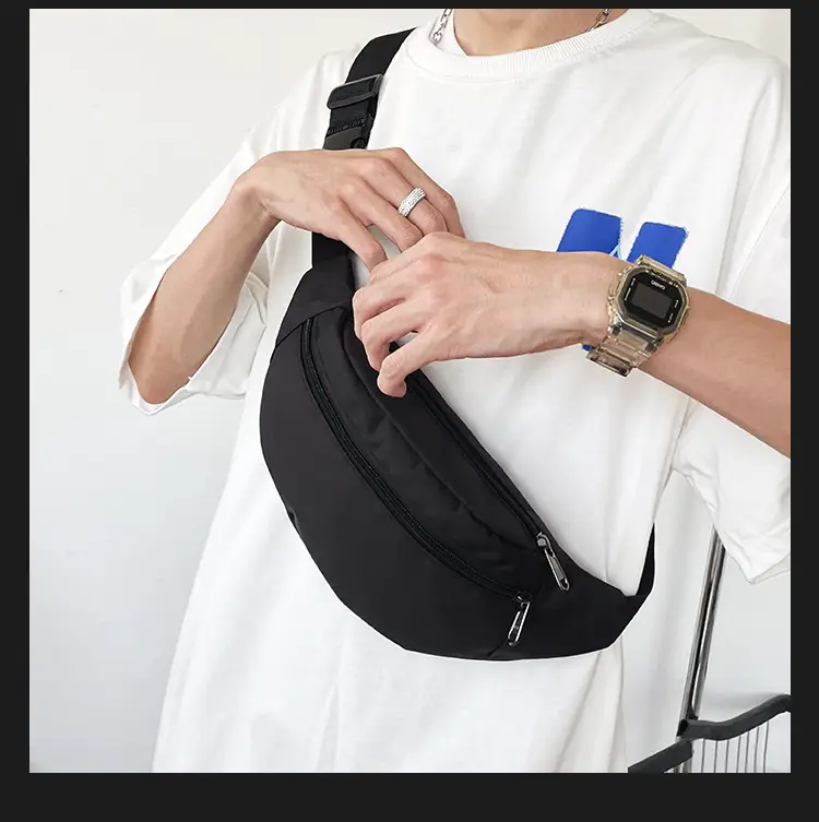 Men's Trendy Blue Star Crossbody Bag White T-Shirt — feature 23