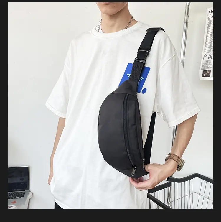 Men's Trendy Blue Star Crossbody Bag White T-Shirt — feature 26