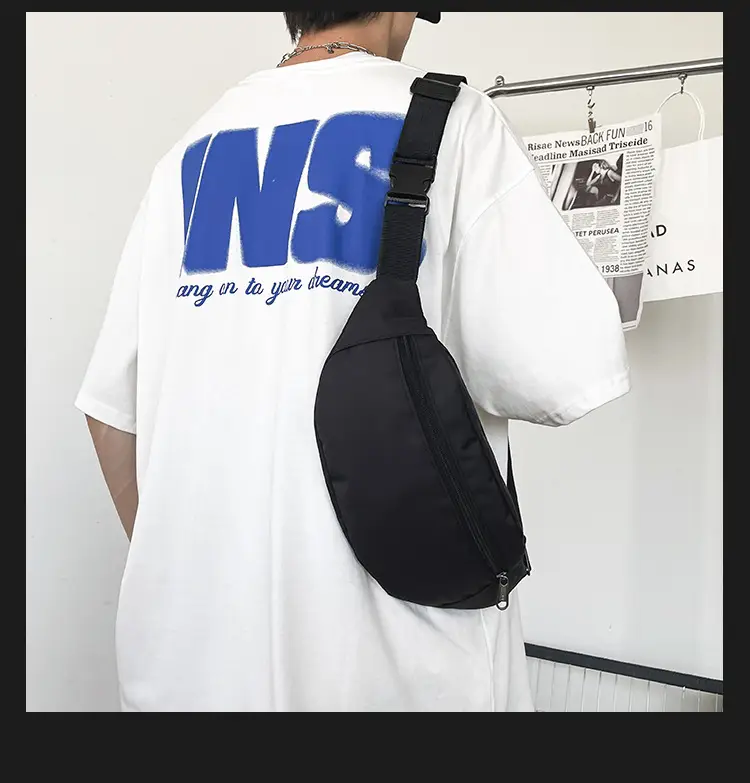 Men's Trendy Blue Star Crossbody Bag White T-Shirt — feature 27