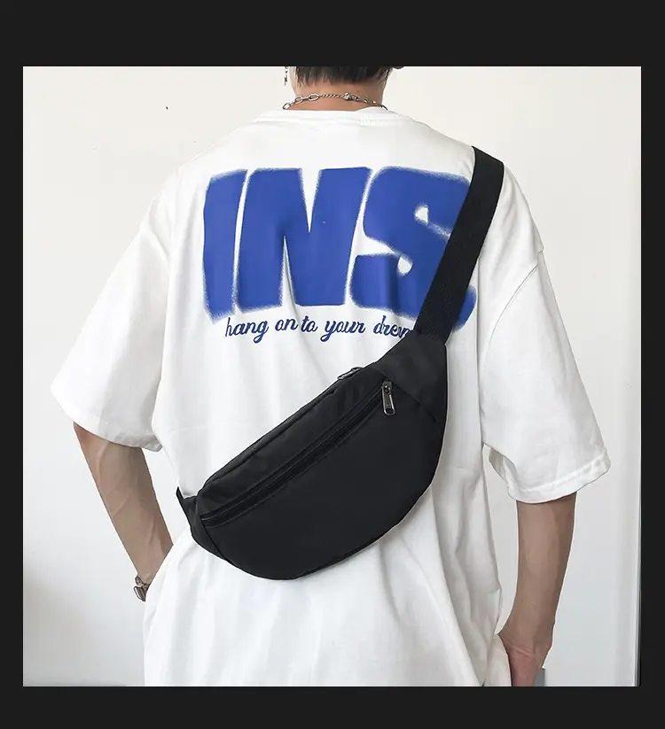 Men's Trendy Blue Star Crossbody Bag White T-Shirt — feature 28