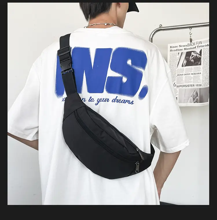 Men's Trendy Blue Star Crossbody Bag White T-Shirt — feature 29