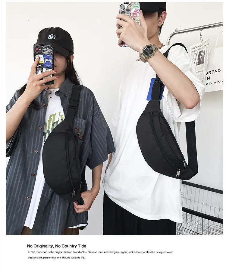Men's Trendy Blue Star Crossbody Bag White T-Shirt — feature 6