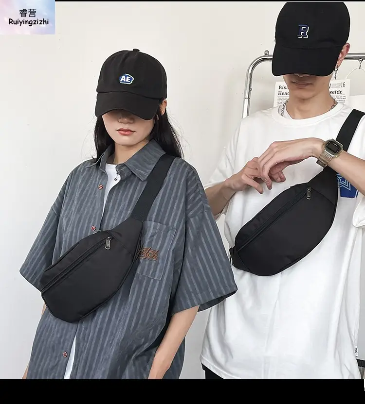 Men's Trendy Blue Star Crossbody Bag White T-Shirt — feature 9