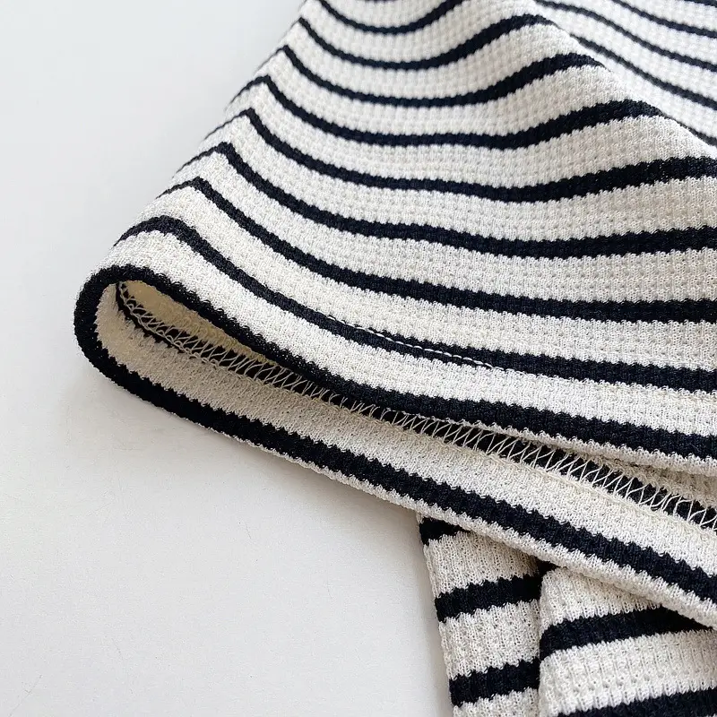 Women Cotton Striped T-Shirt Short Sleeve Round Neck — feature 36
