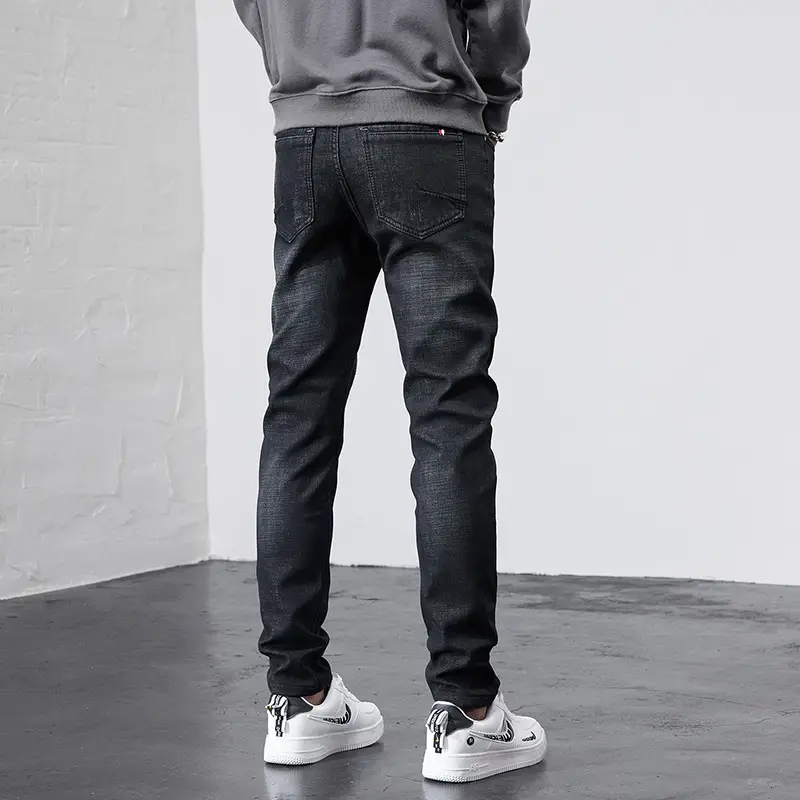Men's Korean Style Slim Fit Jeans Blue Skinny - Image 6