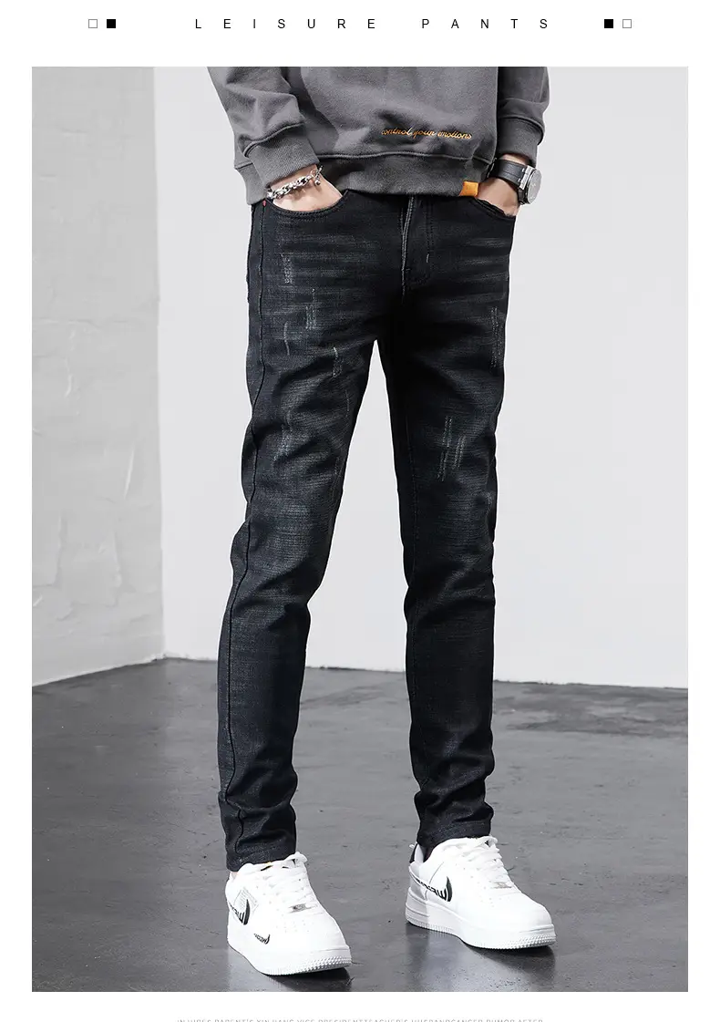 Men's Korean Style Slim Fit Jeans Blue Skinny — feature 8