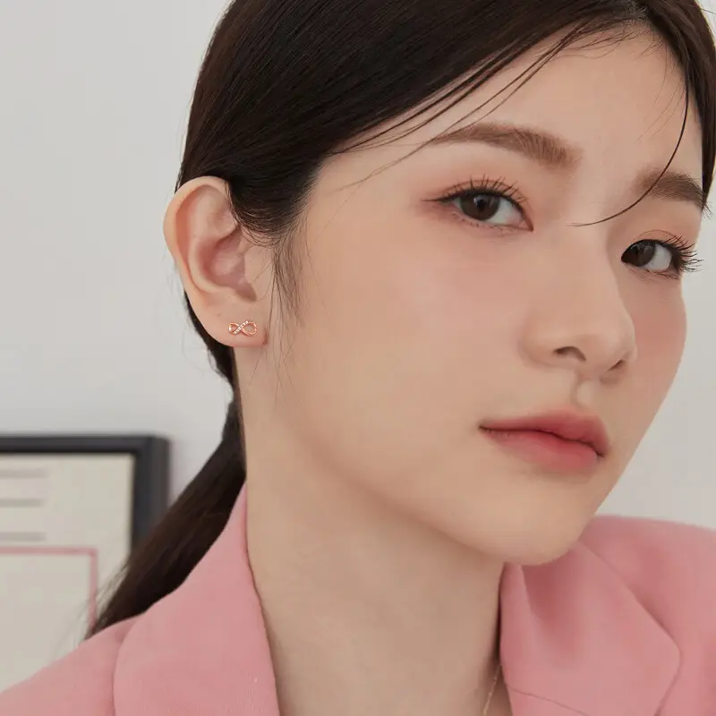 Nimeya S925 Sterling Silver Mobius Earrings Women's Korean Style Light Luxury High-end Sense Earrings Women's Fashion Distinctive Earrings