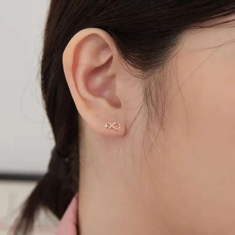 Nimeya S925 Sterling Silver Mobius Earrings Women's Korean Style Light Luxury High-end Sense Earrings Women's Fashion Distinctive Earrings