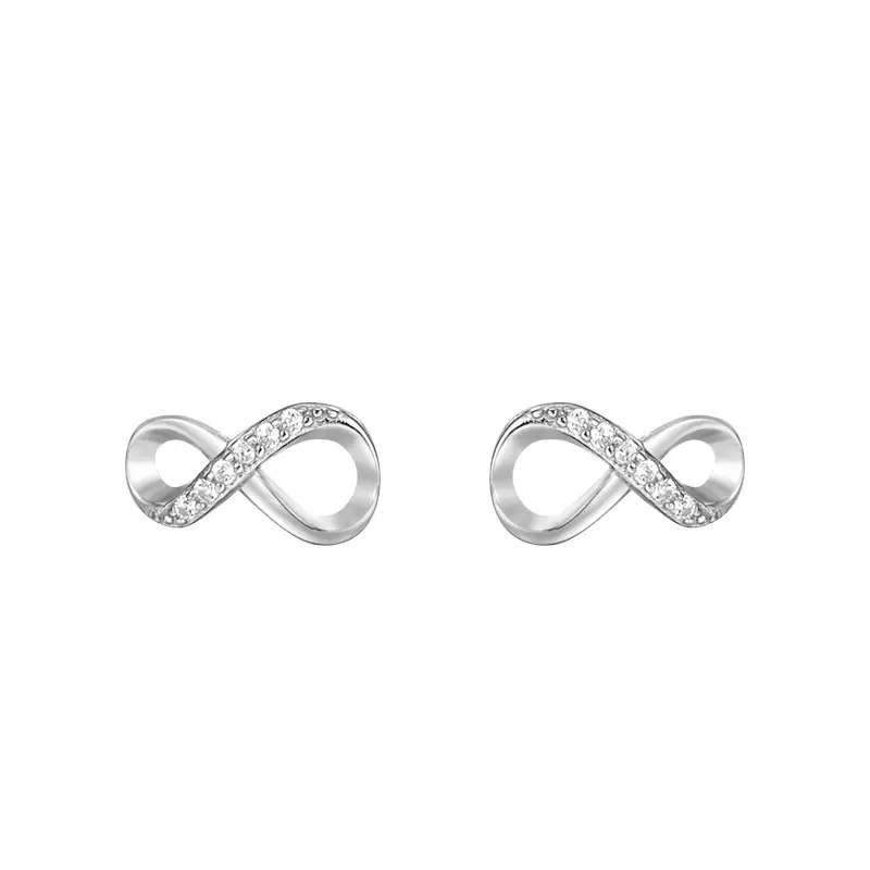 Nimeya S925 Sterling Silver Mobius Earrings Women's Korean Style Light Luxury High-end Sense Earrings Women's Fashion Distinctive Earrings