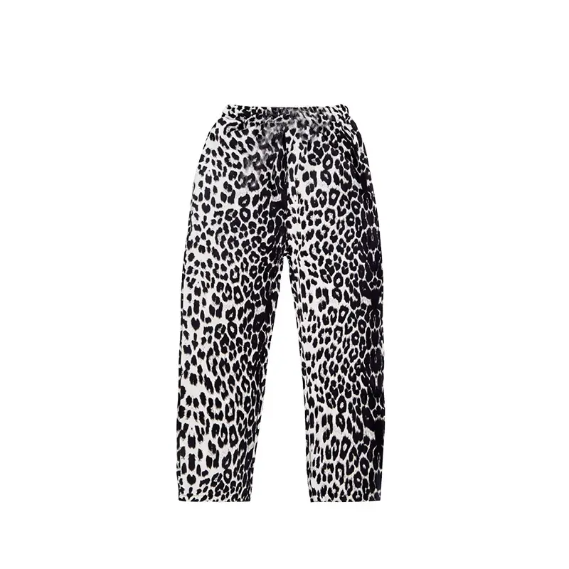 White Hip Hop Dance Suit for Boys Girls Leopard Pants - Image 2