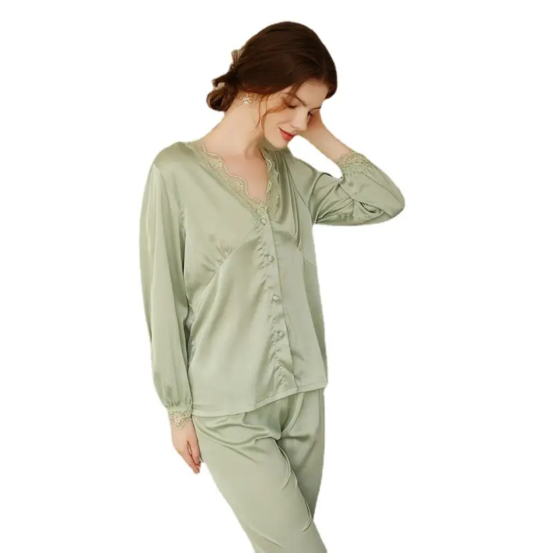 Women Satin Silk Pajamas Red Summer Two Piece - Image 10