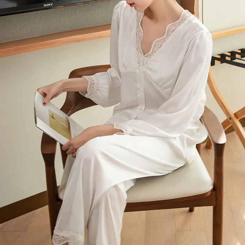 Women Satin Silk Pajamas Red Summer Two Piece - Image 4
