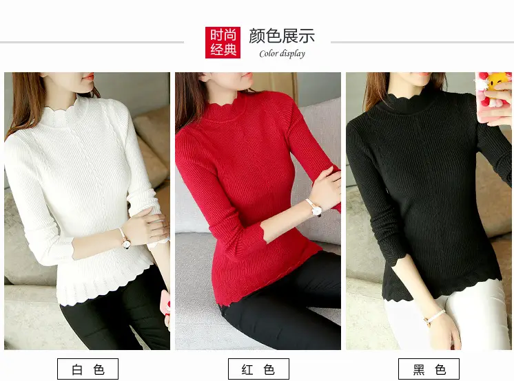 Women's Grey Long Sleeve Sweater Short Collar Slim Fit — feature 8