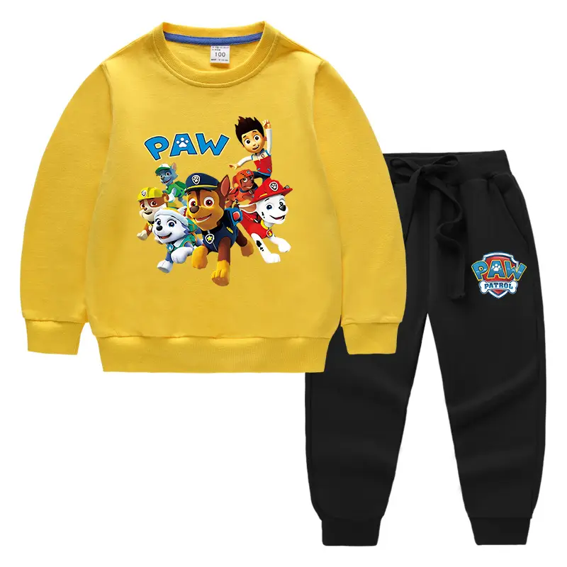 PAW-themed Cotton Kids Sweatshirt & Trouser Set Light Blue - Image 9