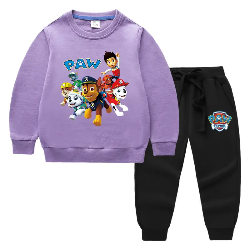 PAW-themed Cotton Kids Sweatshirt & Trouser Set Light Blue - Image 17