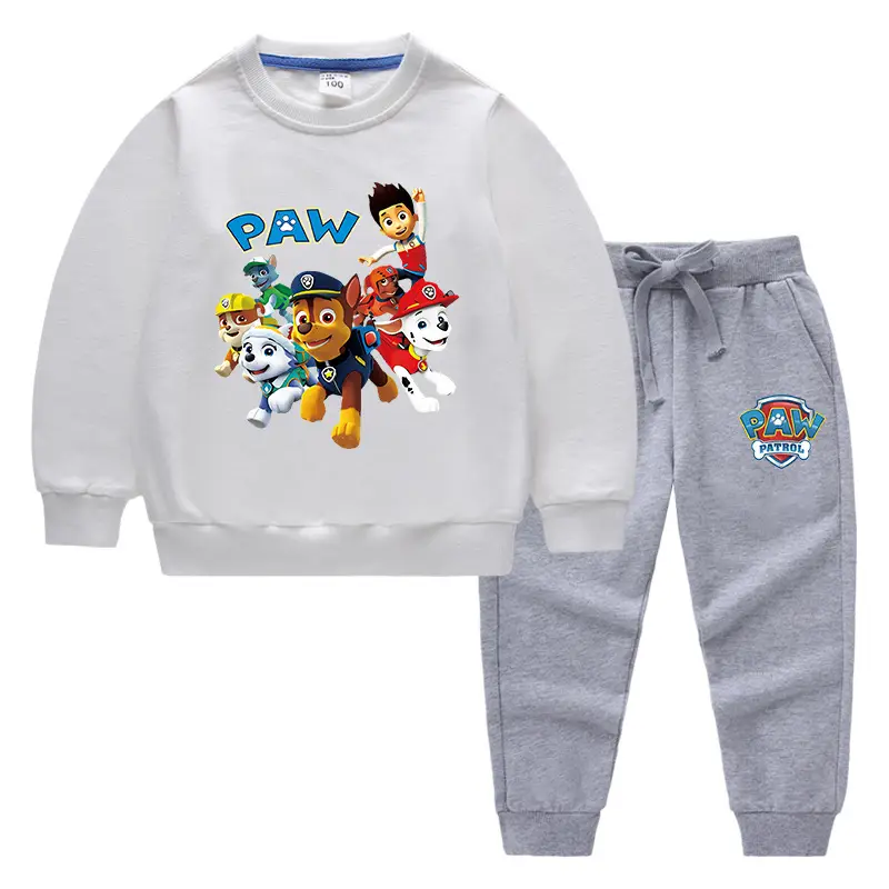 PAW-themed Cotton Kids Sweatshirt & Trouser Set Light Blue - Image 16