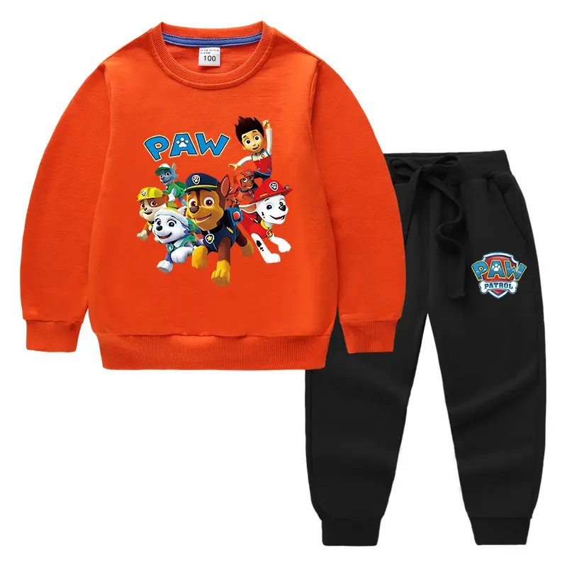 PAW-themed Cotton Kids Sweatshirt & Trouser Set Light Blue - Image 11