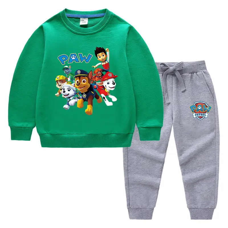 PAW-themed Cotton Kids Sweatshirt & Trouser Set Light Blue - Image 14