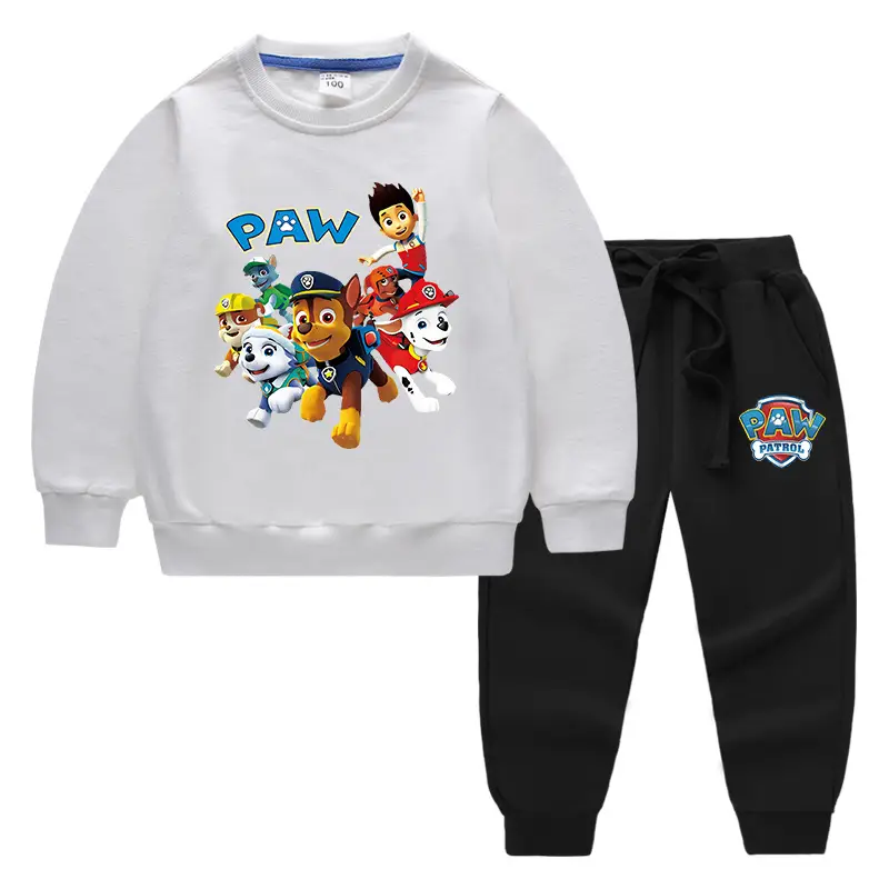 PAW-themed Cotton Kids Sweatshirt & Trouser Set Light Blue - Image 15