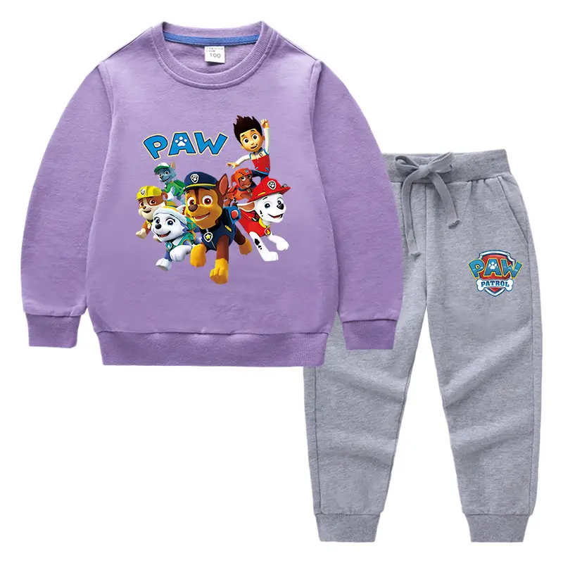 PAW-themed Cotton Kids Sweatshirt & Trouser Set Light Blue - Image 18