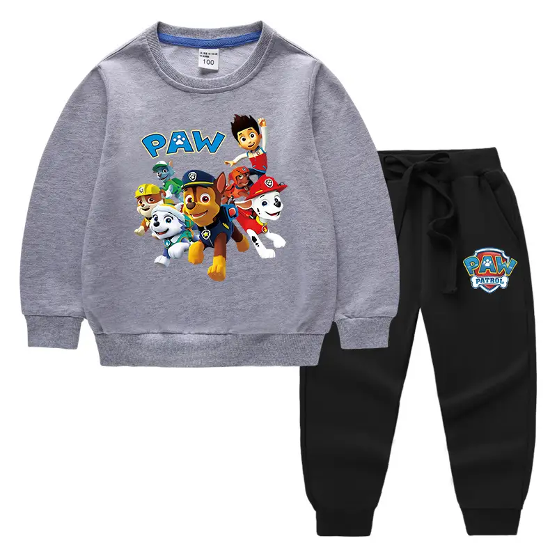 PAW-themed Cotton Kids Sweatshirt & Trouser Set Light Blue - Image 22