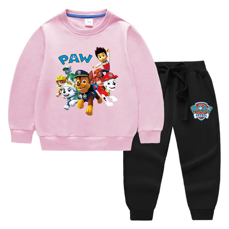 PAW-themed Cotton Kids Sweatshirt & Trouser Set Light Blue - Image 5