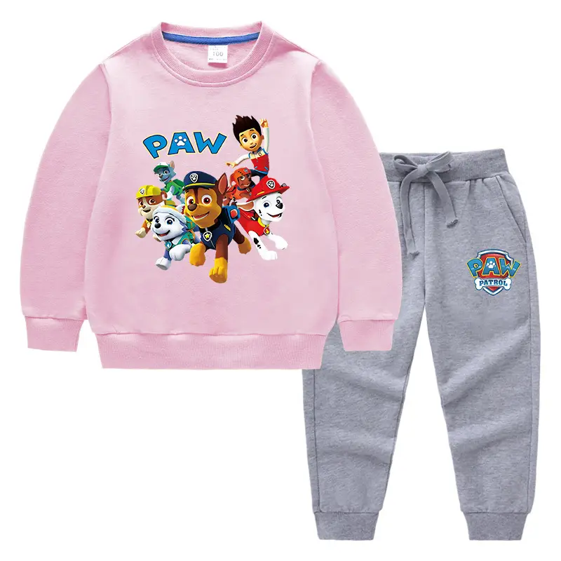 PAW-themed Cotton Kids Sweatshirt & Trouser Set Light Blue - Image 6