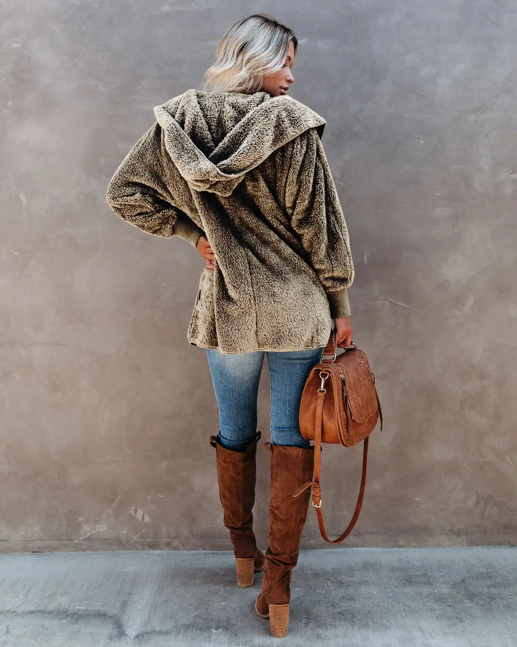 2022 Women's Long Sleeve Hooded Plush Cardigan Jacket — feature 14