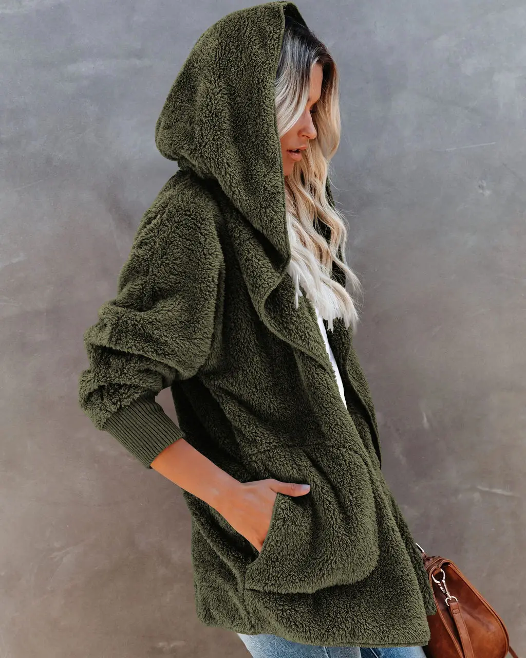 2022 Women's Long Sleeve Hooded Plush Cardigan Jacket — feature 21