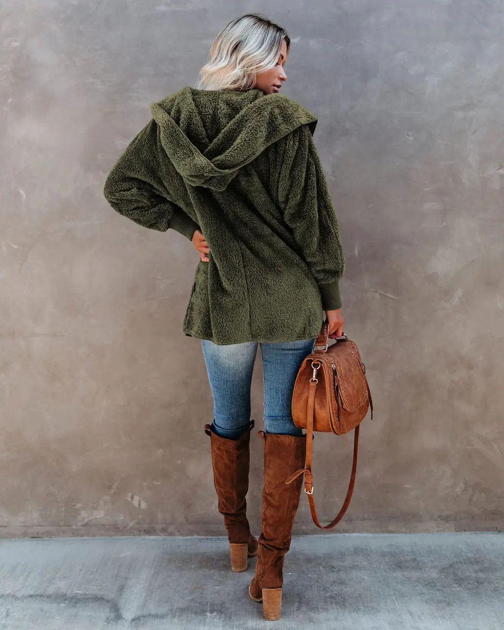 2022 Women's Long Sleeve Hooded Plush Cardigan Jacket — feature 22