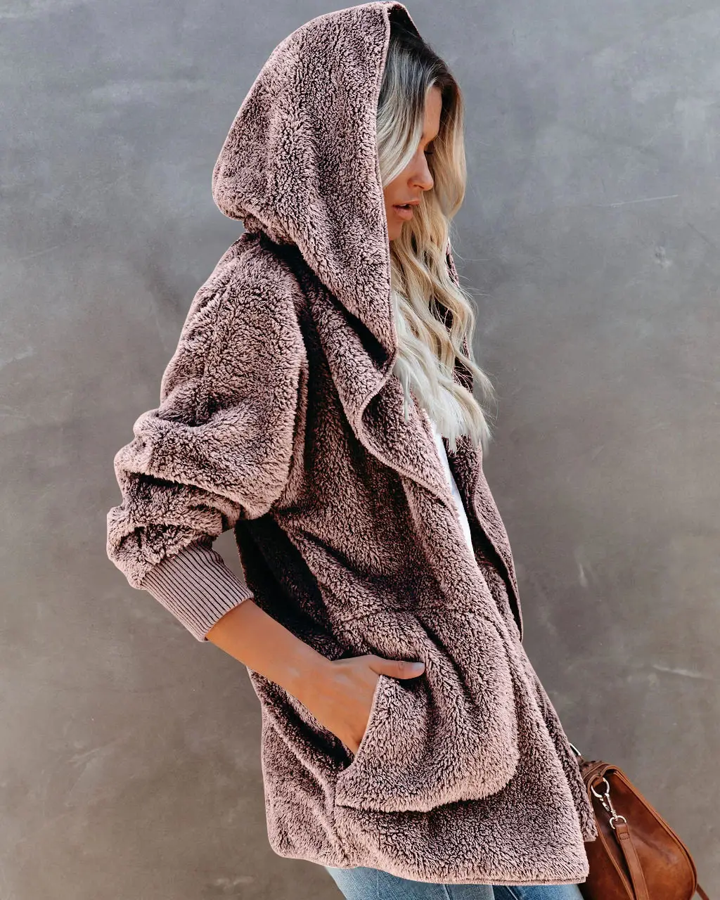 2022 Women's Long Sleeve Hooded Plush Cardigan Jacket — feature 25