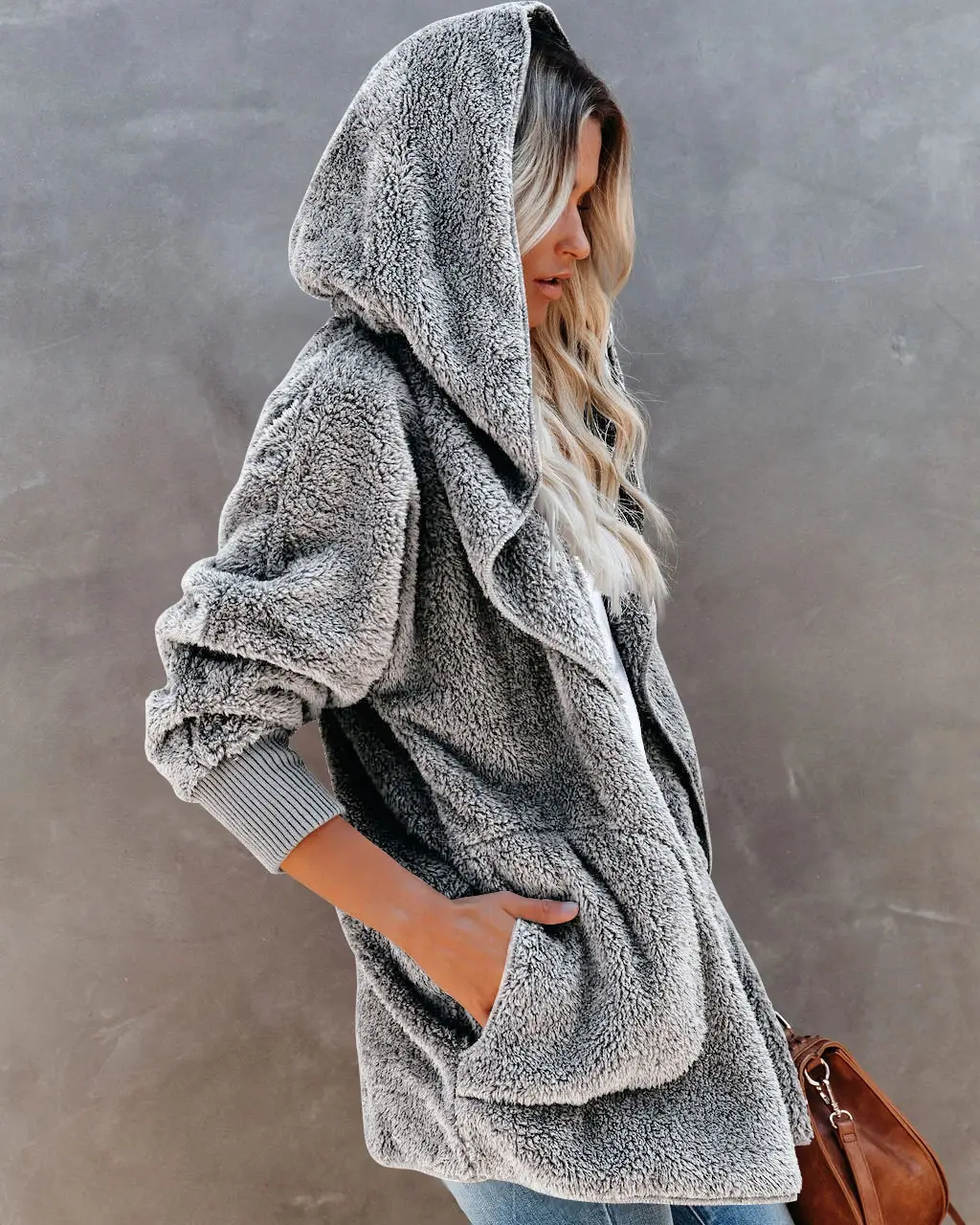2022 Women's Long Sleeve Hooded Plush Cardigan Jacket — feature 29