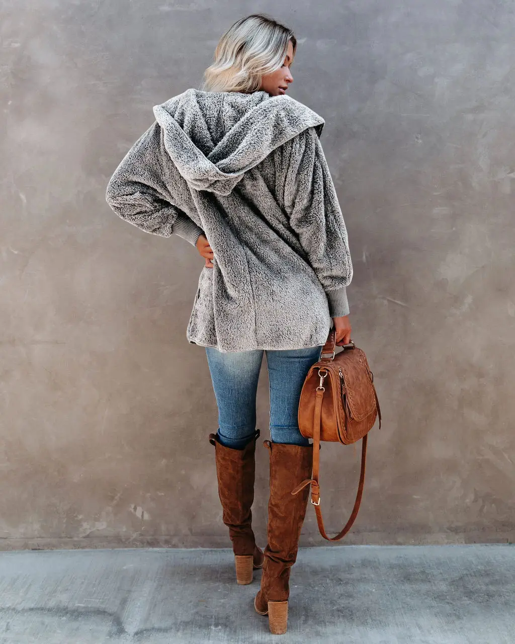 2022 Women's Long Sleeve Hooded Plush Cardigan Jacket — feature 30