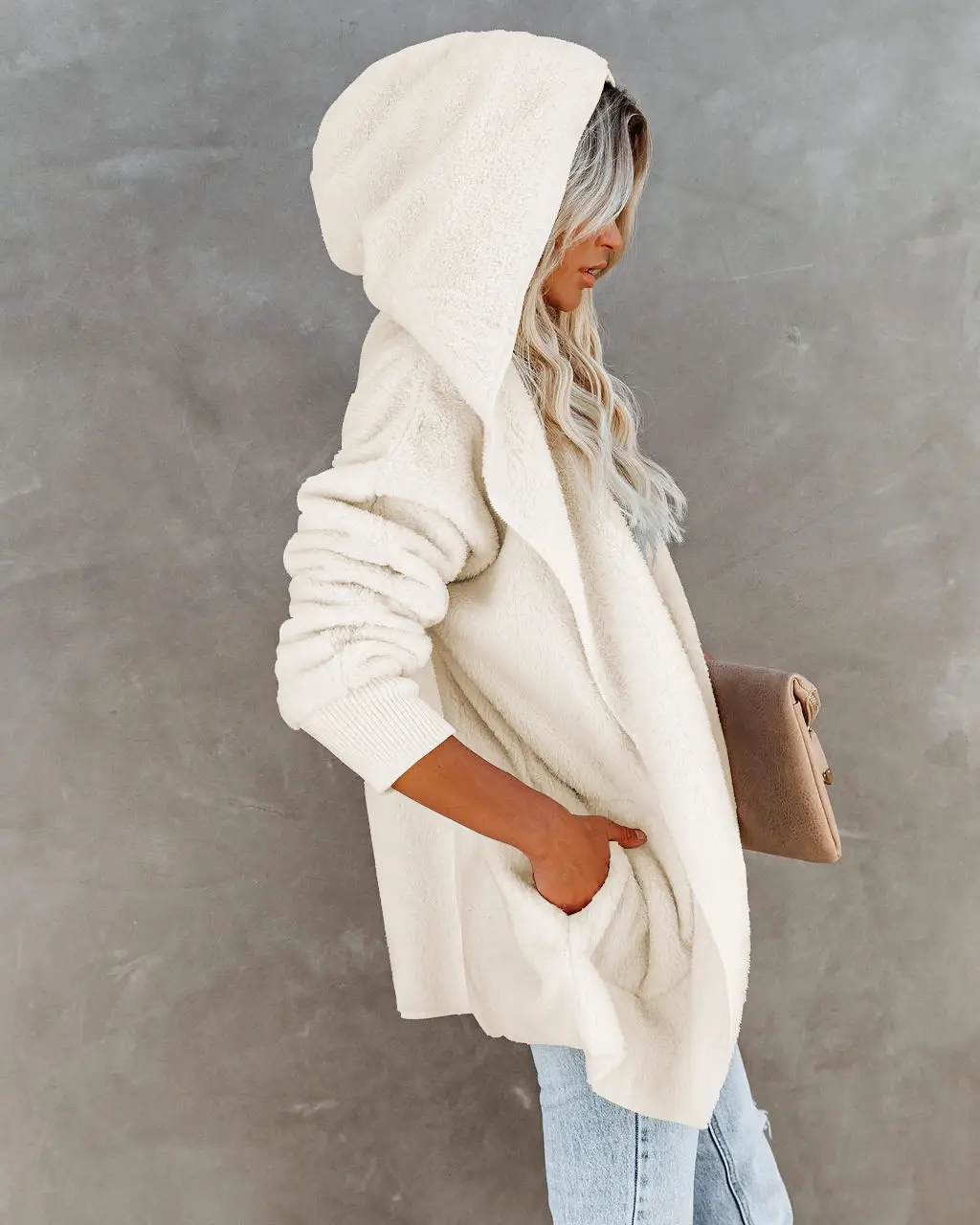2022 Women's Long Sleeve Hooded Plush Cardigan Jacket — feature 33