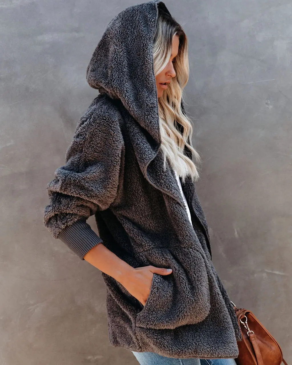 2022 Women's Long Sleeve Hooded Plush Cardigan Jacket — feature 37